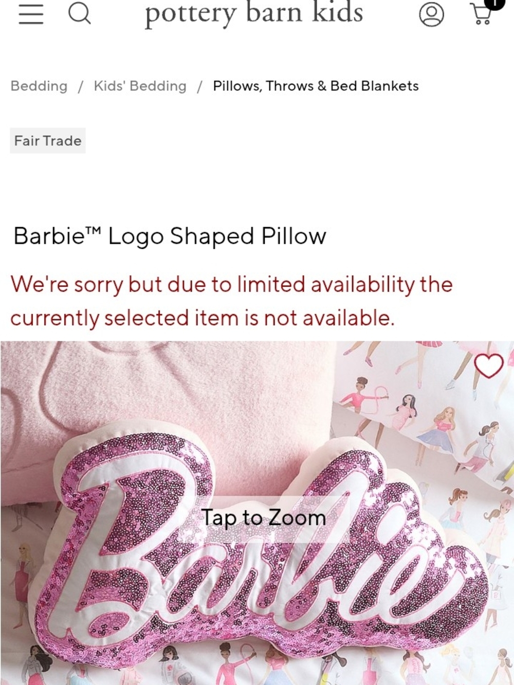 Pottery Barn Barbie Pillow